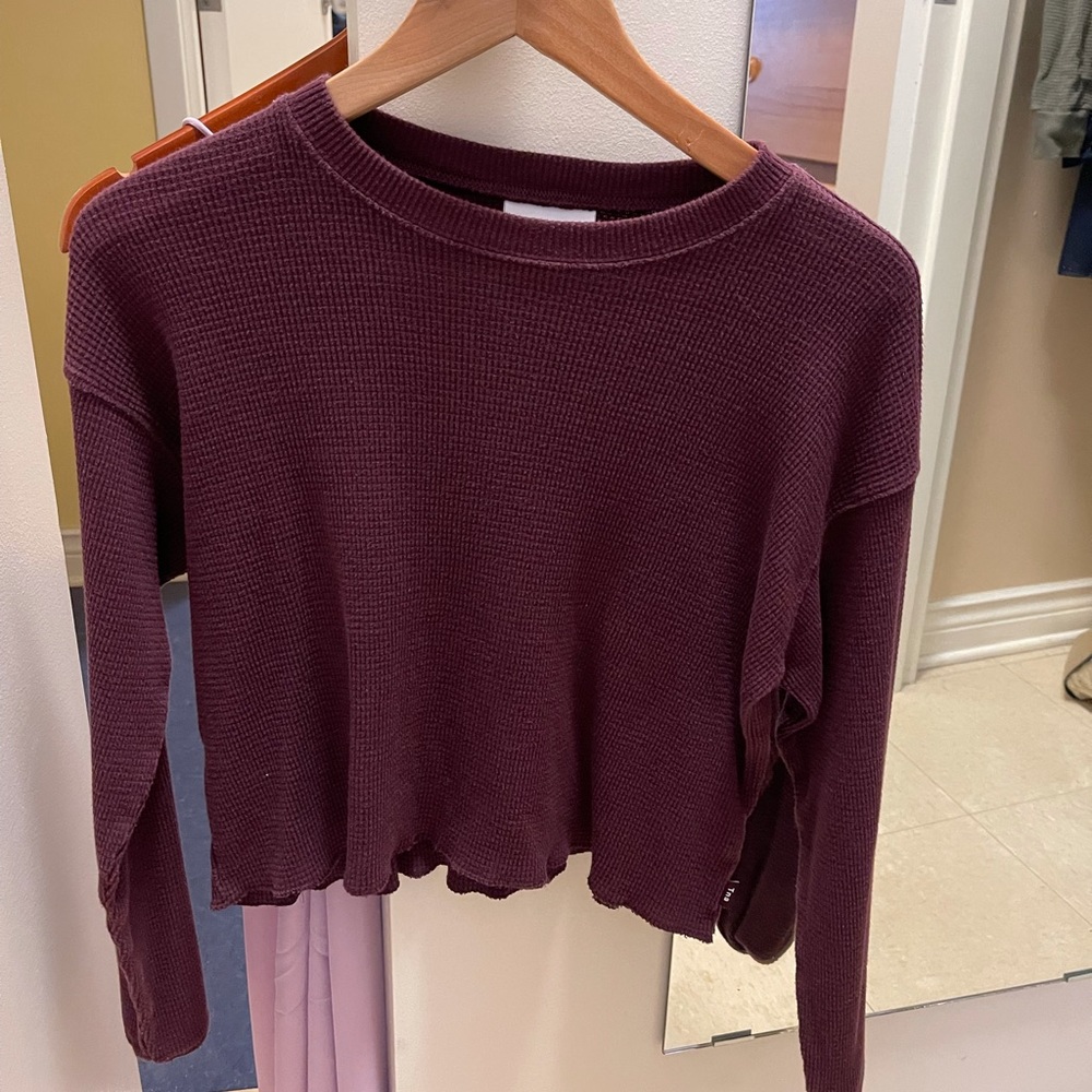 Burgundy aritzia waffle top